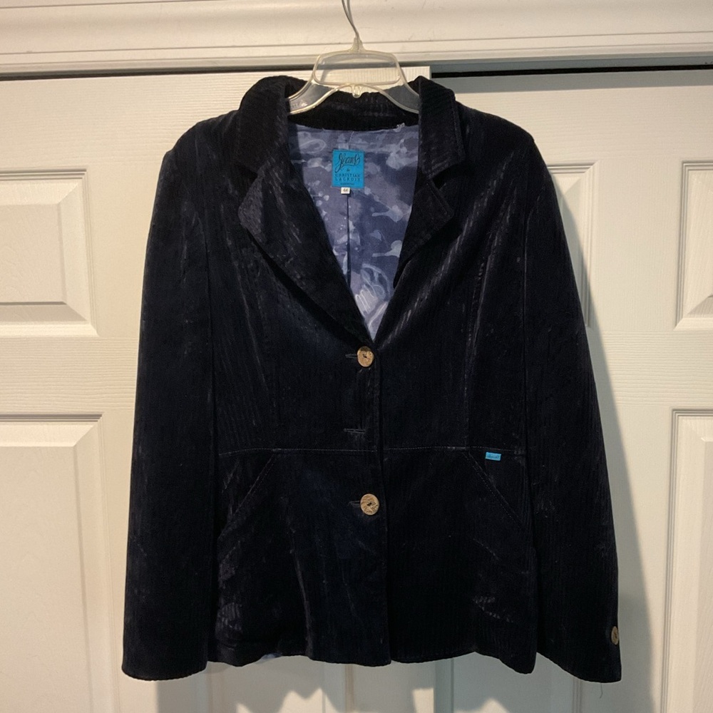 Vintage Christian Lacroixe Italy Women’s Blue Corduroy Jacket Blazer Coat Y2K 44